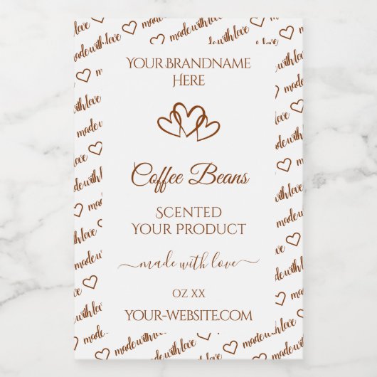 Brown White Word Cloud Frame製品ラベルハート フードラベル (シングルラベル)