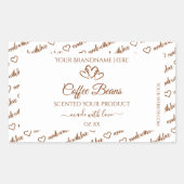 Brown White Word Cloud Frame製品ラベルハート 長方形シール (正面)