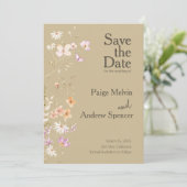 Brown Wildflowers Wedding Save the Date 招待状 (スタンド正面)