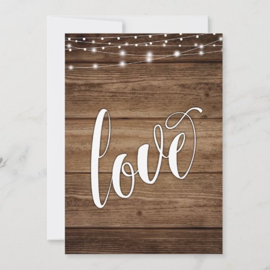 Brown Wood素朴 White Lights & Script結婚, s 2 招待状 (裏面)