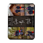 Brown Wood 素朴 4枚の写真Save the Date 結婚's マグネット (縦)