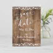 Brown Wood 素朴 W/スクロール機能付き日付の保存 セーブザデート (スタンド正面)