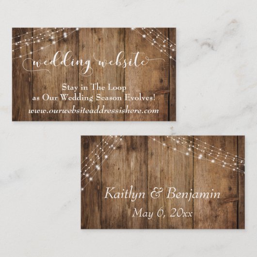 Brown Wood & Lights素朴のWebサ結婚イト エンクロージャーカード (正面/裏面)