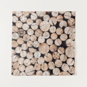 Brown wooden log lot タペストリー (正面(横))