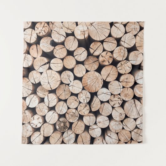 Brown wooden log lot タペストリー (正面)