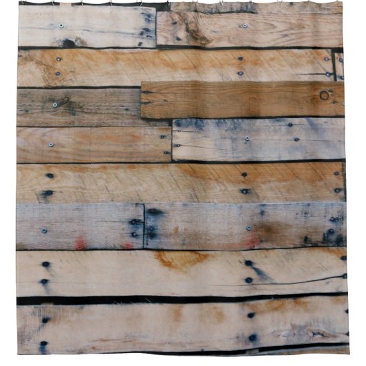 Brown wooden wall シャワーカーテン (正面)