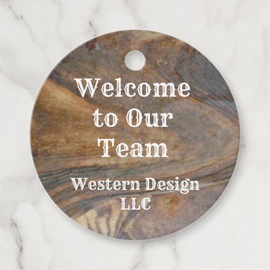 Brown Woodgrainの従業員へようこそ フェイバータグ (正面)