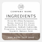 Brown woodgrainロゴ原料リスト製品ラベル スクエアシール (正面)