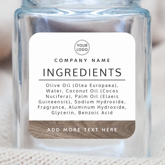 Brown woodgrainロゴ原料リスト製品ラベル スクエアシール