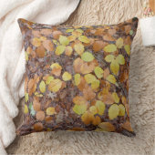 Brown Yellow Autumn Leaves Pattern Throw Pillow クッション (ブランケット)