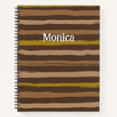 Brown & Yellow Stripes Personalized Names ノートブック (正面)