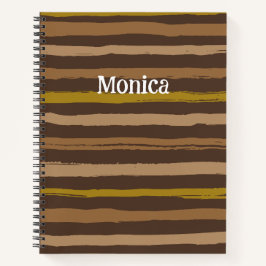 Brown & Yellow Stripes Personalized Names ノートブック