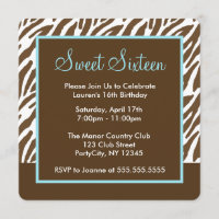 Brown Zebra印刷Sweet sixteenパーティー