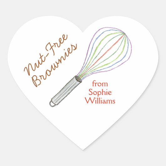 Brownie baking labels / Nut free brownies ハートシール (正面)