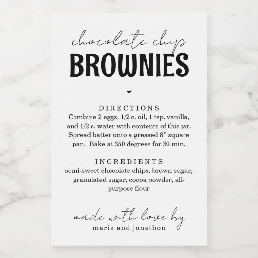 Brownie Mix in a Jar Gift フードラベル (シングルラベル)