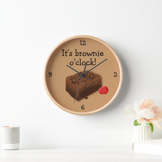 'Brownie O'Clock'ケーキをテーマにしたフードグラフィック 壁時計 (ホーム)