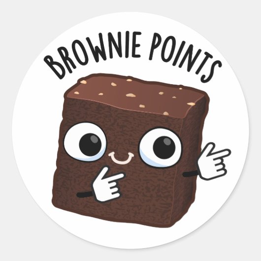 Brownie Points Funny Snack Pun  ラウンドシール (正面)