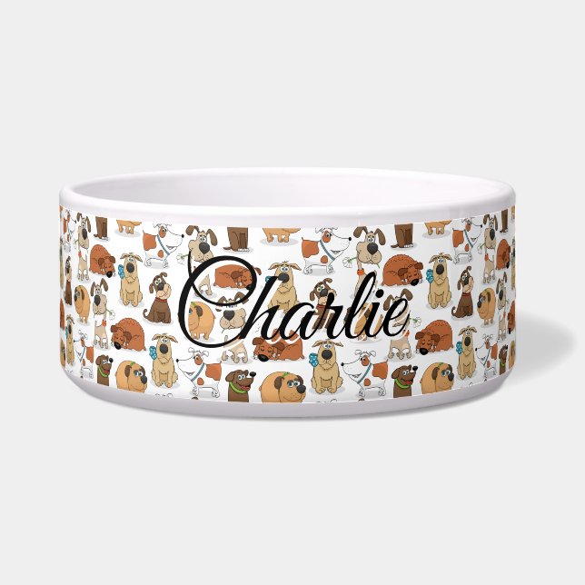 Brownish Cartoon Dog Bowl ボウル (正面)