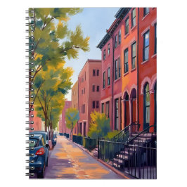 Brownstone City Street | Boston Brick Watercolor  ノートブック