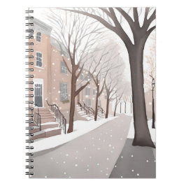 Brownstone Street | Snowy Winter Watercolor ノートブック