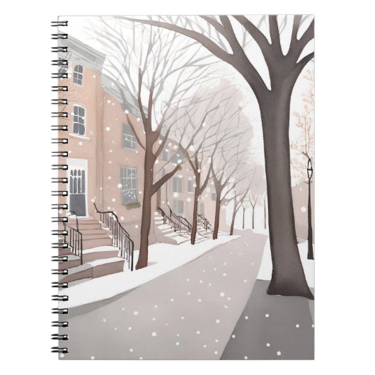 Brownstone Street | Snowy Winter Watercolor ノートブック (正面)
