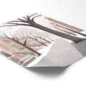 Brownstone Street | Snowy Winter Watercolor Art ポスター (角)