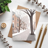 Brownstone Street | Snowy Winter Watercolor Card