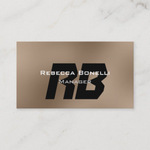 Browny Beige Black Monogram Manager Business Card 名刺