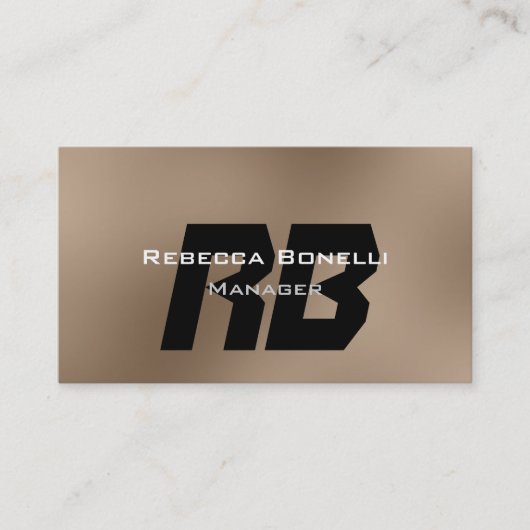 Browny Beige Black Monogram Manager Business Card 名刺 (正面)