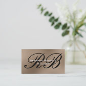 Browny Beige Black Monogram Manager Business Card 名刺 (スタンド正面)