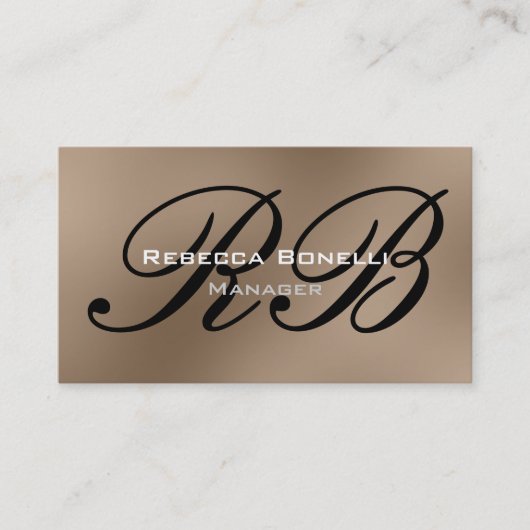 Browny Beige Black Monogram Manager Business Card 名刺 (正面)