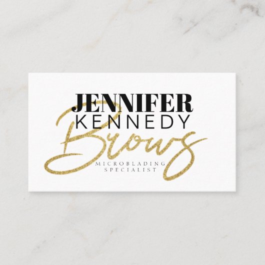 Browsスペシャリスト金ゴールドグリッタータイポグラフィモダン 名刺 (正面)