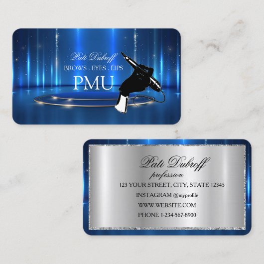 Brows Aftercare Blue PMU Microblading Henna Salon 名刺 (正面/裏面)
