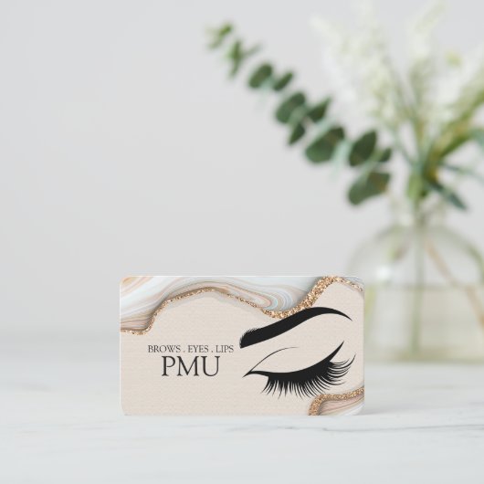 Brows Aftercare Blue PMU Microblading Henna Salon 名刺 (スタンド正面)