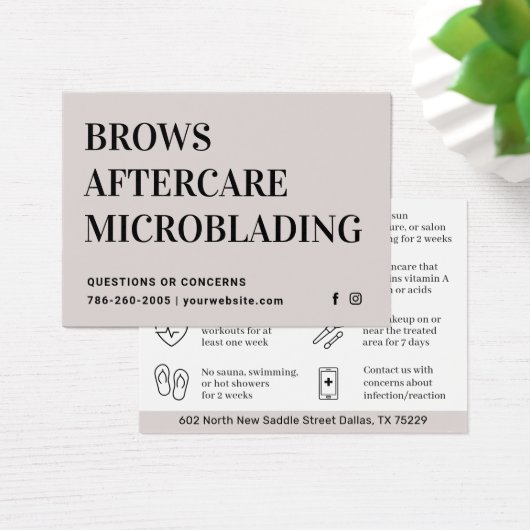 Brows AfterCare PMU Brow Instructionsモダンカード (デスク)