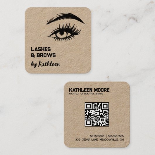 Brows and Lashes QR スクエア名刺 (正面/裏面)