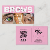 Brows Elegant Blush Pink Photo QR Code Logo 名刺 (正面/裏面)