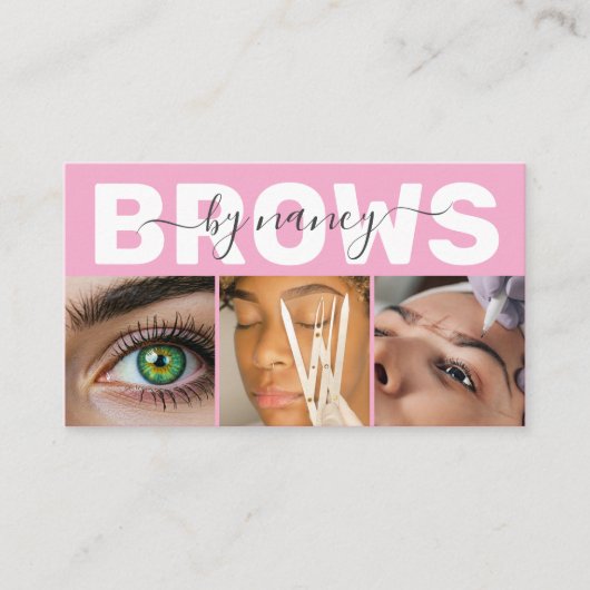 Brows Elegant Blush Pink Photo QR Code Logo 名刺 (正面)