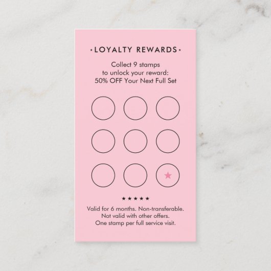 Brows Lash Makeup Artist Pink Pastel Loyalty Card 名刺 (裏面)