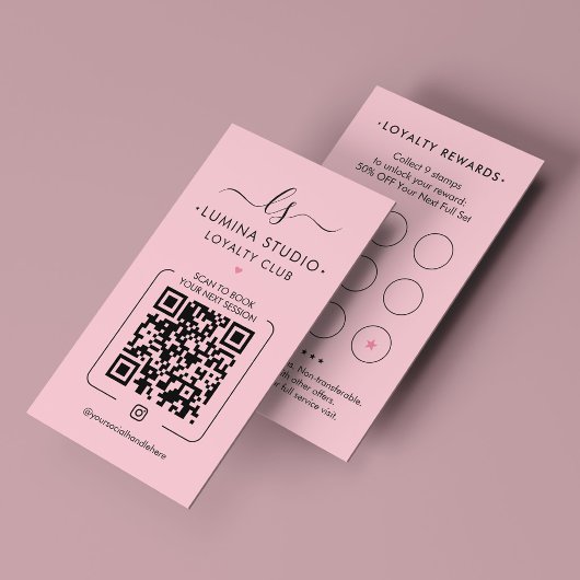 Brows Lash Makeup Artist Pink Pastel Loyalty Card 名刺