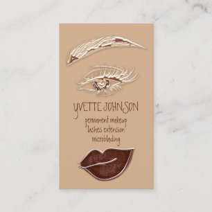 Brows MakeロゴQRCodeロゴ茶色金ゴールドまつげ 名刺
