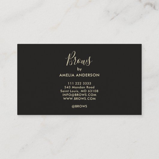 Brows Microblading Beauty Salon Gold Brown Modern  名刺 (裏面)