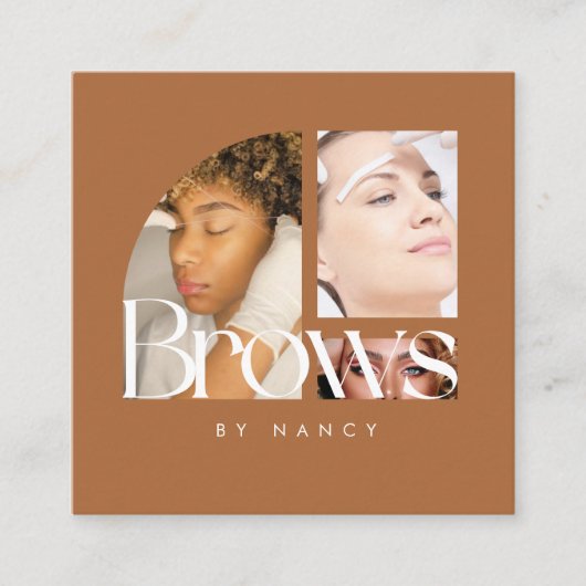 Brows Photo Collage Terracotta スクエア名刺 (正面)