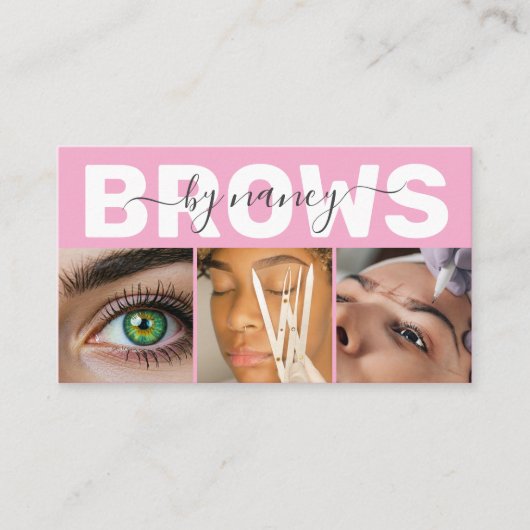 Brows Photo Qr Code Logo Blush Pink  名刺 (正面)