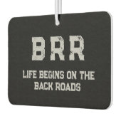 BRRロゴグレーレタリング「ライフは次の日から始まる…」 カーエアーフレッシュナー (左)