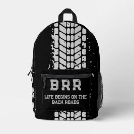 BRRロゴグレーレタリング「ライフは次の日から始まる…」 プリントバックパック