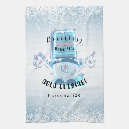 Brrrrのベビーそれは冷たい外側-雪玉の人です キッチンタオル (縦)