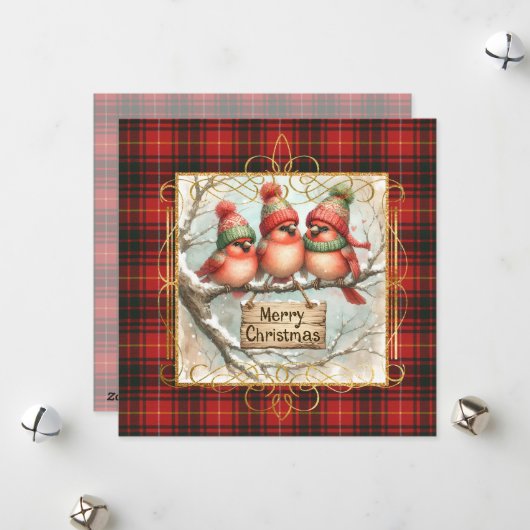 Bruce Modern Original Scottish Tartan Christmas シーズンカード (正面/裏面インサイチュ)