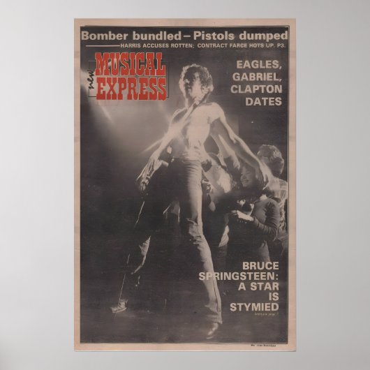 BRUCE SPRINGSTEEN Poster - 1977 original NME ポスター (正面)