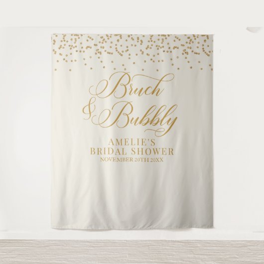 Bruch and bubbly cream glitter gold backdrop タペストリー (正面)